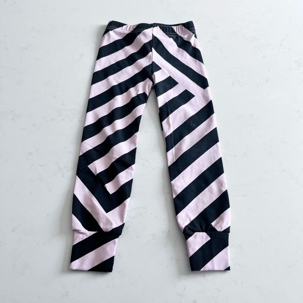 Nununu pink black striped leggings size 2/3y